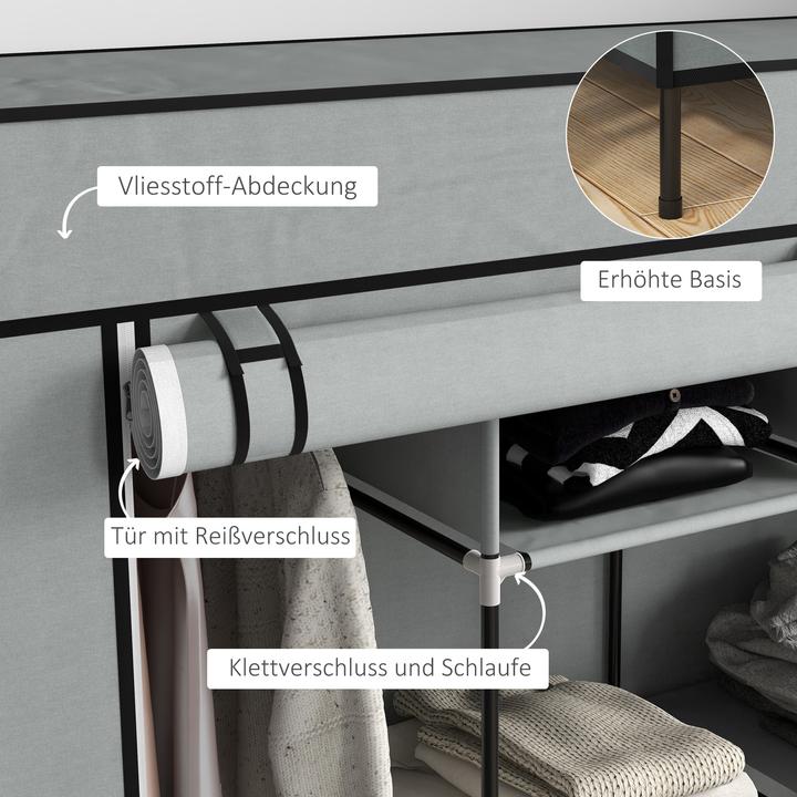 Image du produit Homcom Armoire en tissu avec portes à fermeture éclair (166 x 42.5 x 169.5 cm)
