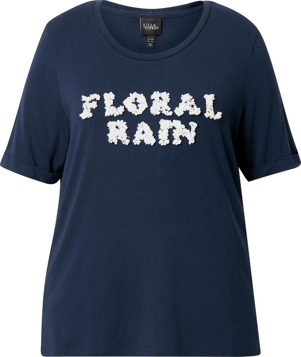 Immagine prodotto Ulla Popken T-shirt classica con FLORAL RAIN 3D, scollo a girocollo e mezze maniche (46, 48)