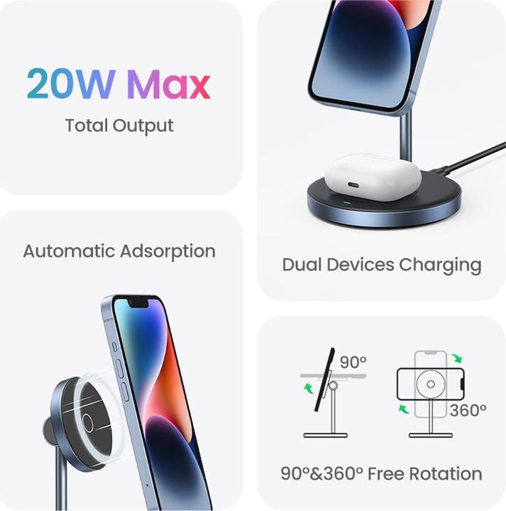 Actual product image Ugreen Wireless charger 2in1 90668 (20 W)