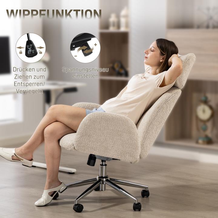 Immagine prodotto Homcom Schreibtischstuhl Polyester, Stahl Hellgrau (47.50 - 55.50 cm)