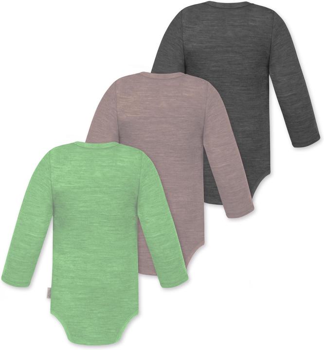 Produktbild Normani 3er Pack Baby Merino Langarmbody „Tuai" - 9403 (62)