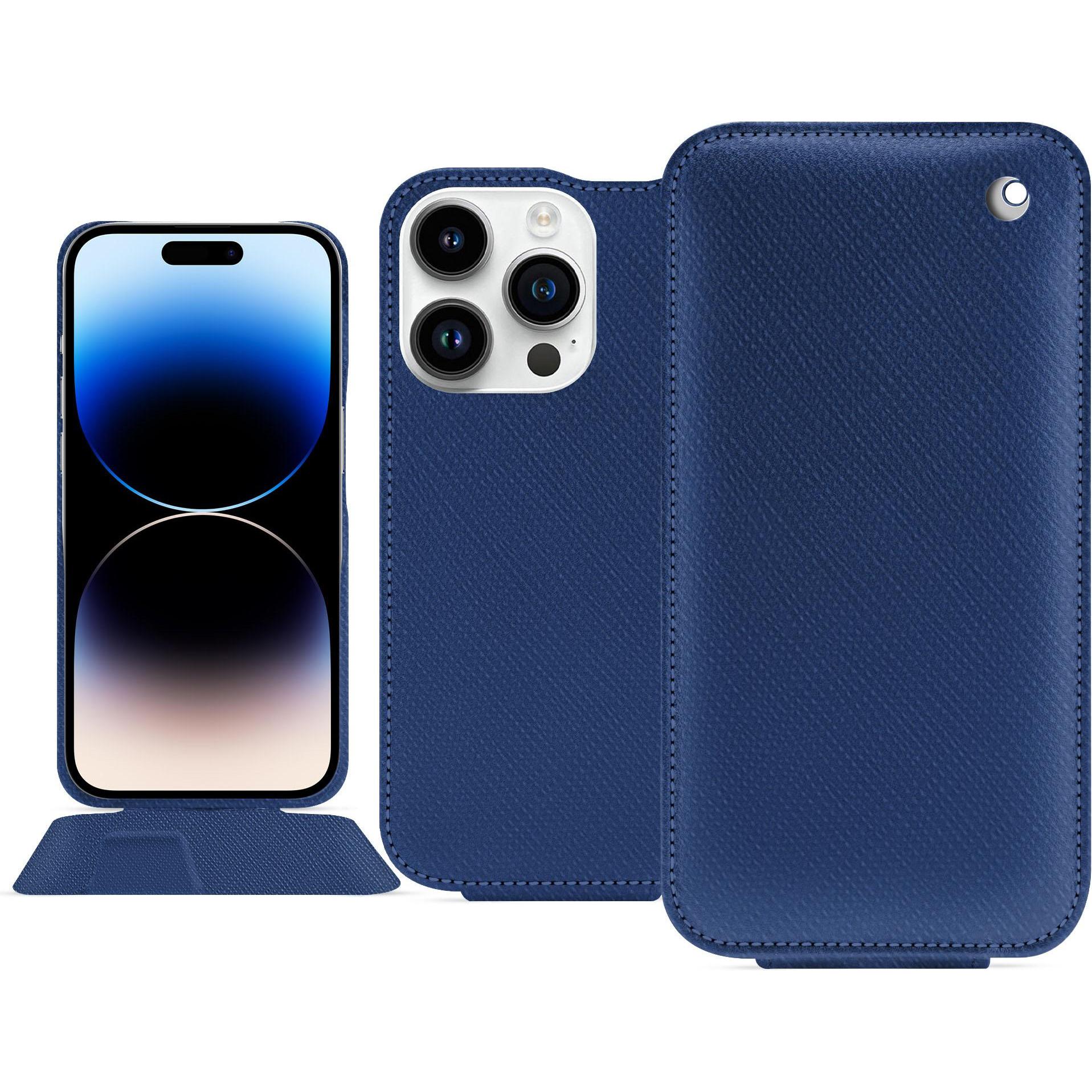 Thumbnail - Noreve Lederschutzhülle vertikal (Apple iPhone 15 Pro), Smartphone Hülle, Blau