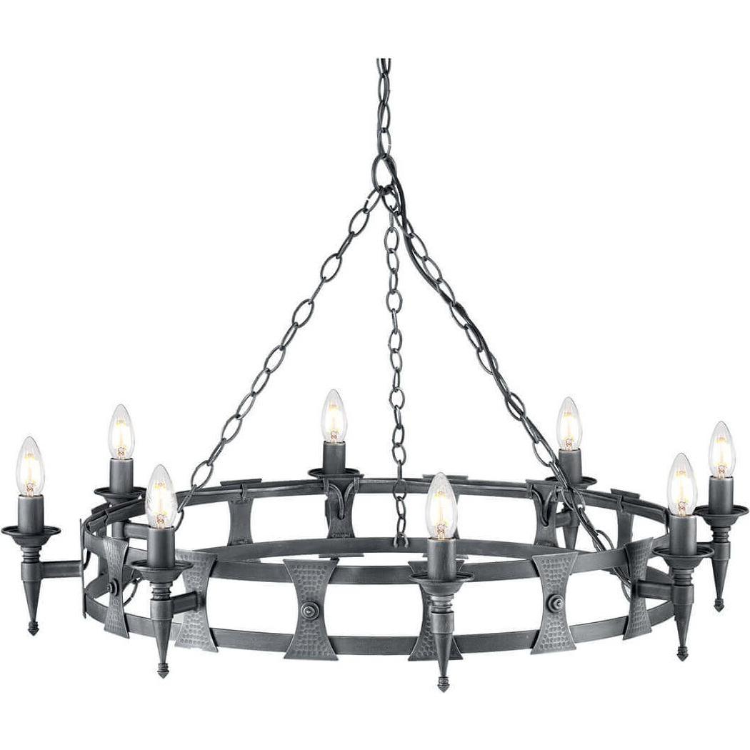 Elstead Lighting, Kronleuchter, Saxon Kronleuchter E14 8-fach Schwarz-Silber, Made in UK (90 cm)
