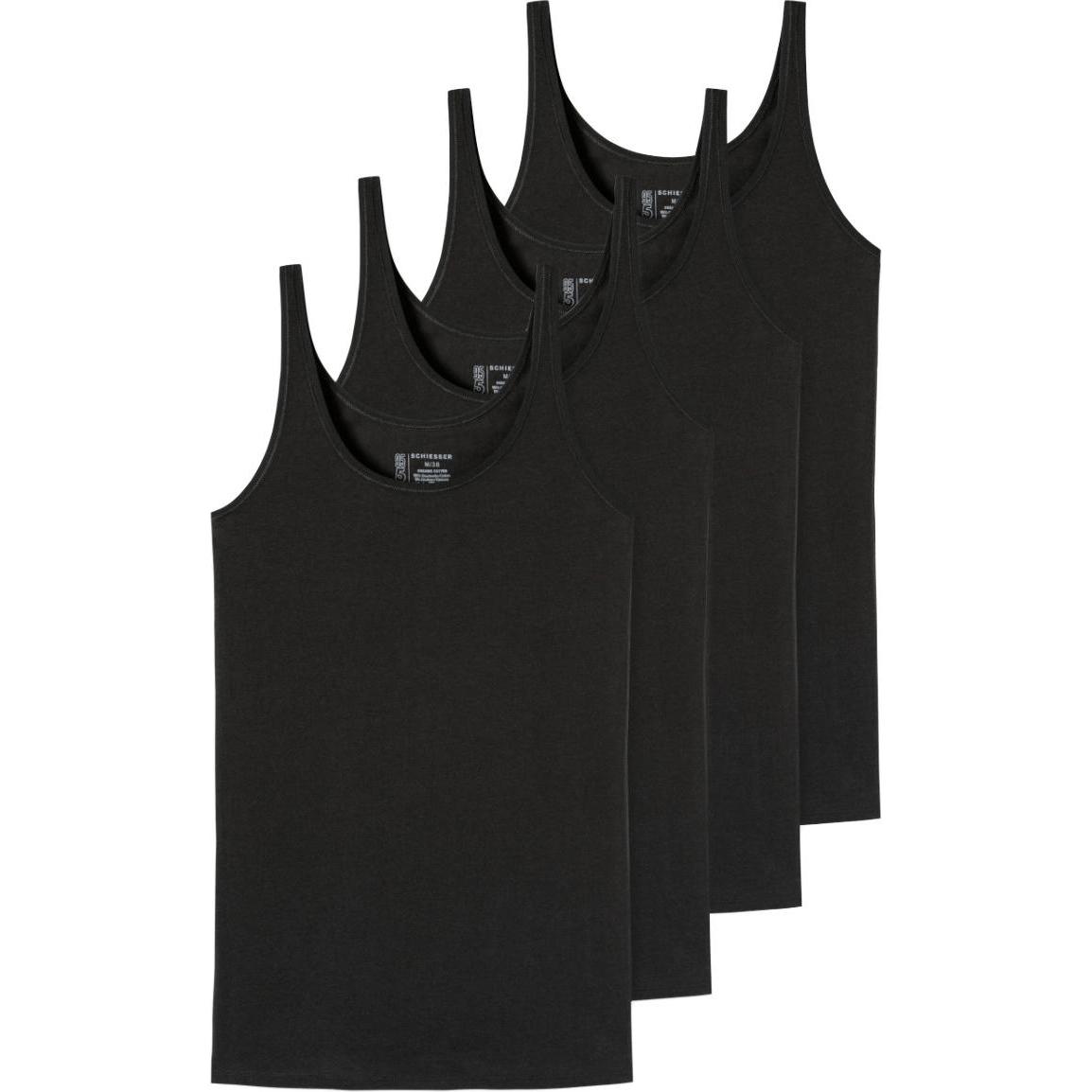 Schiesser, Damen, Shirt, 4er Pack 95/5 Organic Träger-Top, Schwarz, (42)