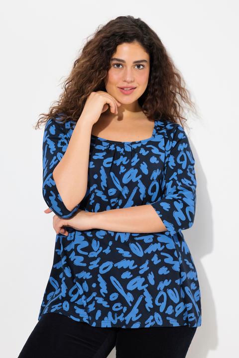 Produktbild Ulla Popken Shirt, A-Linie, Zierfalten, Carree-Ausschnitt, 3/4-Arm (42, 44)