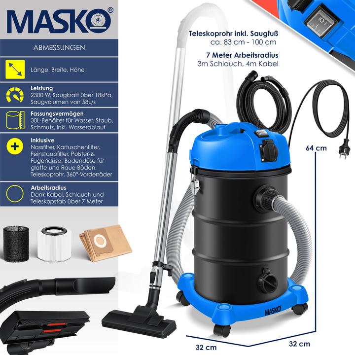 Actual product image Masko 6IN1 Industrial Vacuum Cleaner, Blue (Wet dry vacuum cleaner)