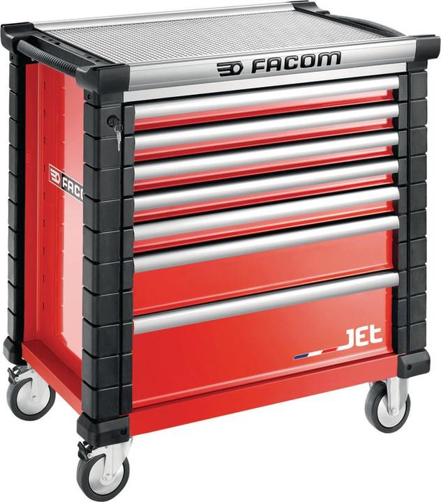 Facom Carrello da officina JET+ con 7 cassetti, 4 moduli per cassetto, rosso (RAL 3020) (7 x)