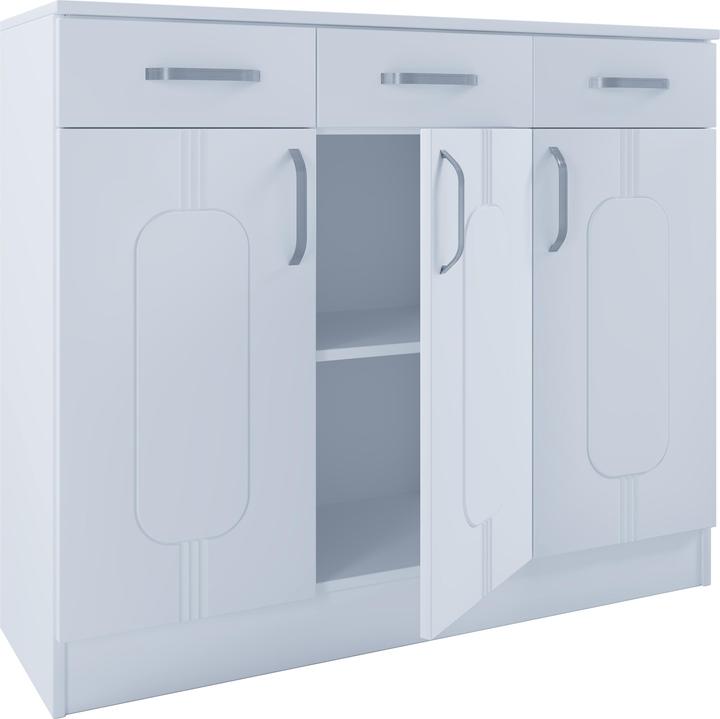 Actual product image VCM Wooden Sideboard Highboard Sideboard Cabinet Balia 3 Drawer Hinged Doors (105 x 36 x 89 cm)