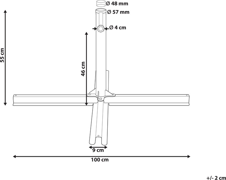 Immagine prodotto Beliani Supporto per ombrellone nero con base a croce 100 x 100 cm VICCHIO