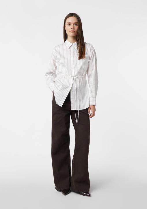 Immagine prodotto Comma Bluse Modisch gestreifte Popeline Hemdbluse mit Bindeband in der Taille (34)