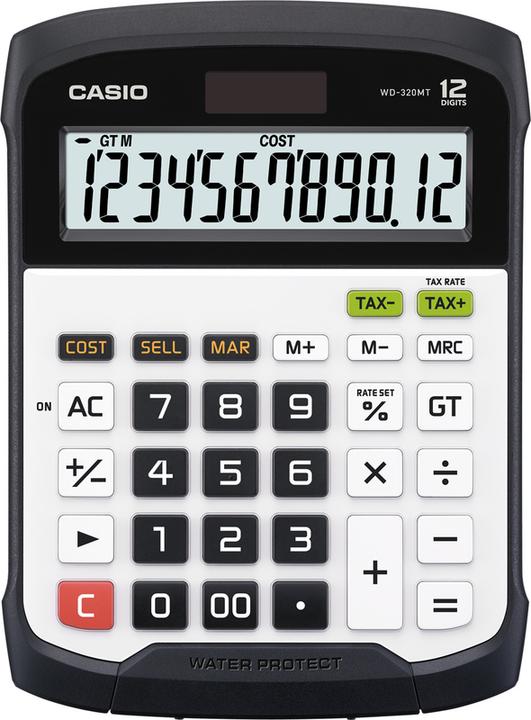 Casio Tischrechner WD-320MT anzeigend (Solarzellen, Batterien)