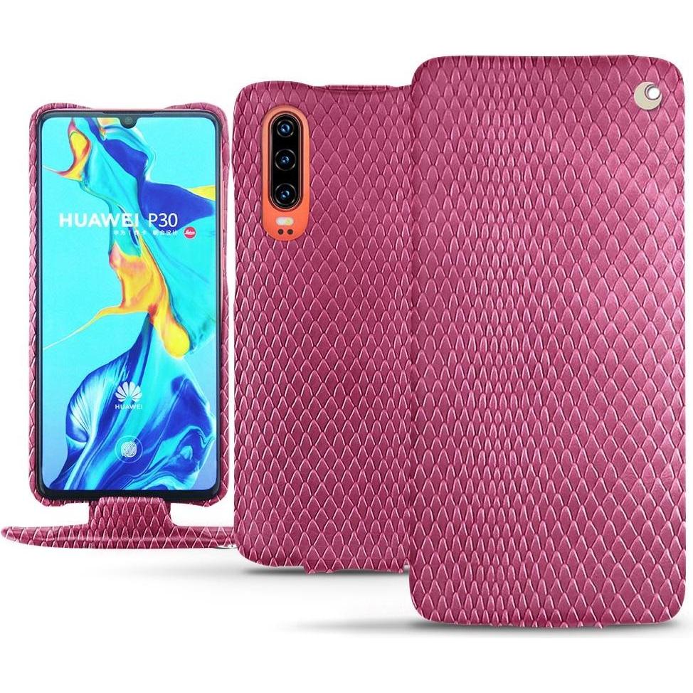 Noreve Lederschutzhülle vertikal (Huawei P30), Smartphone Hülle, Rosa