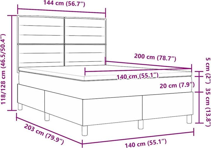 Produktbild vidaXL Boxspringbett (140 x 200 cm)