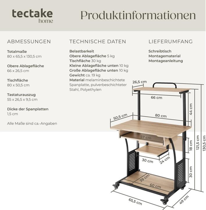 Actual product image tectake Fife (80 x 65.50 x 130.50 cm)