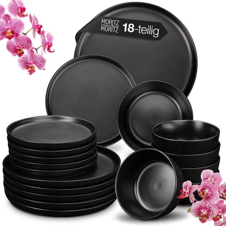 Moritz & Moritz NORDIC 18tlg Geschirrset Schwarz (6 Piece)