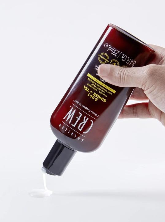 Immagine prodotto American Crew Shampoo, balsamo e lavaggio corpo 3 in 1 allo zenzero e al tè (1000 ml, Shampoo liquido)