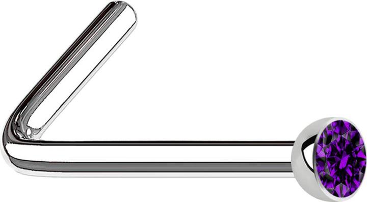 Immagine prodotto Star Piercing Borchia nasale angolata in argento con cristallo viola (senza ottone, Acciaio chirurgico 316L)