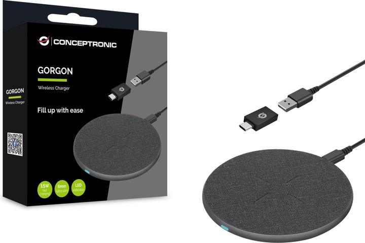 Immagine prodotto Conceptronic Caricatore wireless 15W Qi USB-A + USB-C Grigio (15 W)