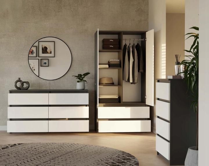 Produktbild Topeshop Schrank MALWA SS-90 anthrazit/weiss (90 x 50 x 180 cm)