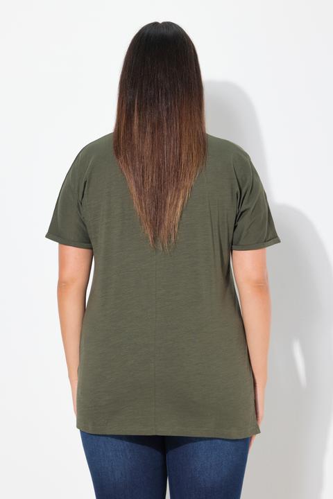 Image du produit Ulla Popken T-shirt oversize, décolleté en V et manches courtes, motif animal (42, 44)