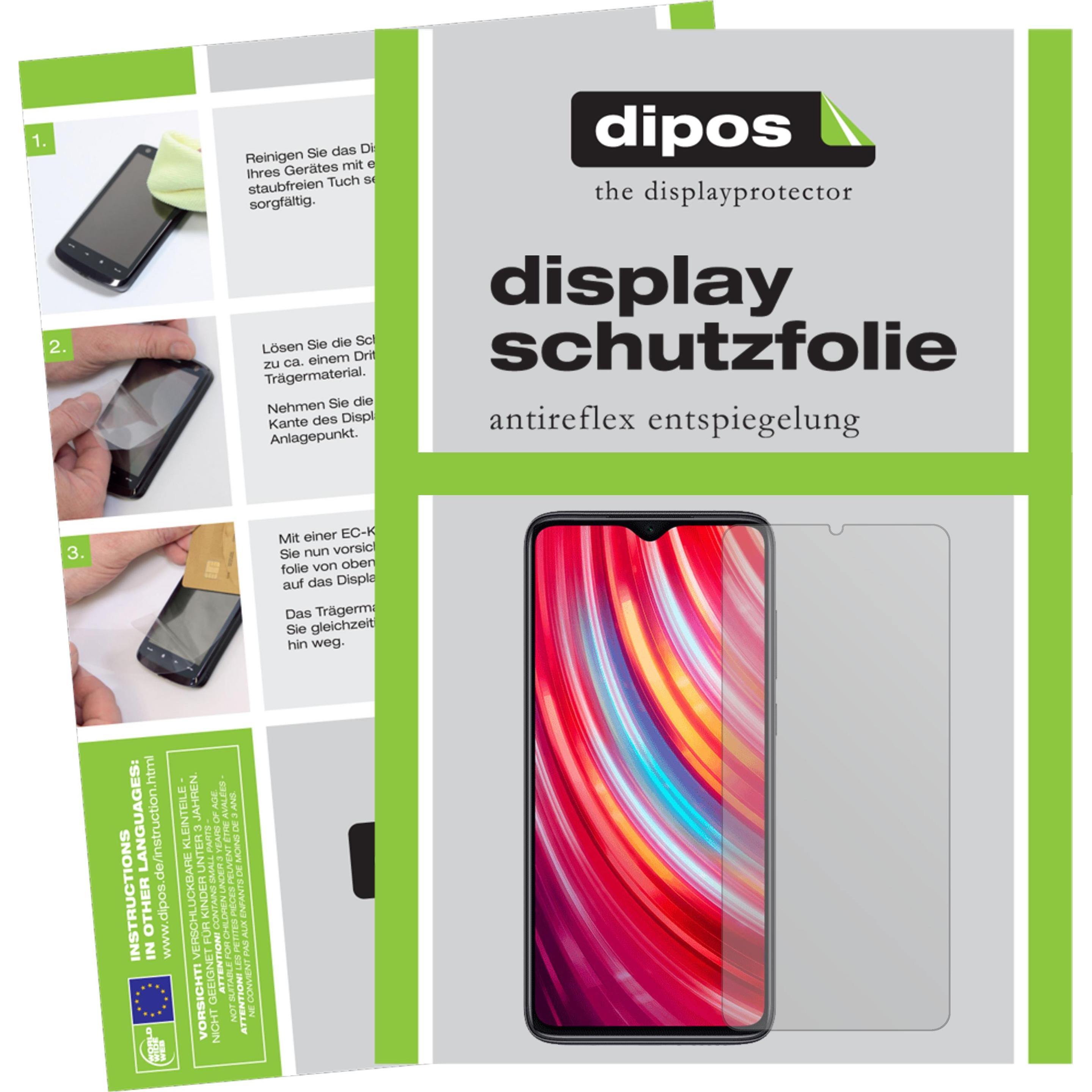 Dipos Displayschutzfolie Antireflex (2 Stück, Xiaomi Redmi Note 8 Pro), Smartphone Schutzfolie, Transparent