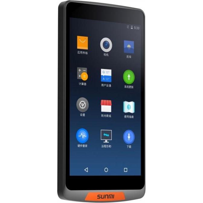 Sunmi M2 mobile terminal, Android 7.1, 1GB + 8GB, Wifi, Barcode-Scanner, Orange, Schwarz