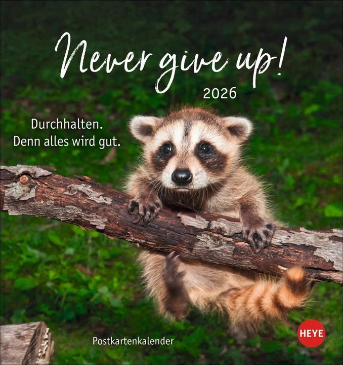 Produktbild Never give up! Postkartenkalender 2026 - Durchhalten. Denn alles wird gut (Deutsch)
