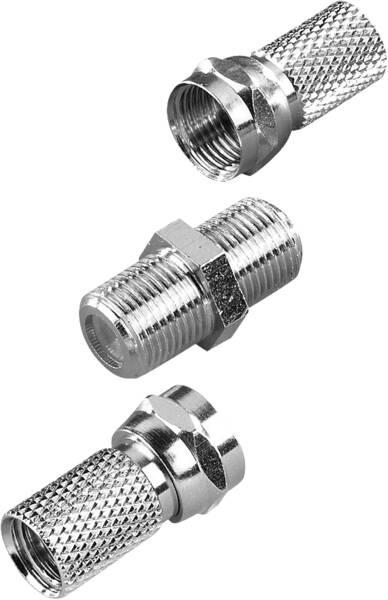 Produktbild Vivanco F Kabelverbinder Set, 2x F Stecker 7,0 mm, 1x F-Doppelkupplung