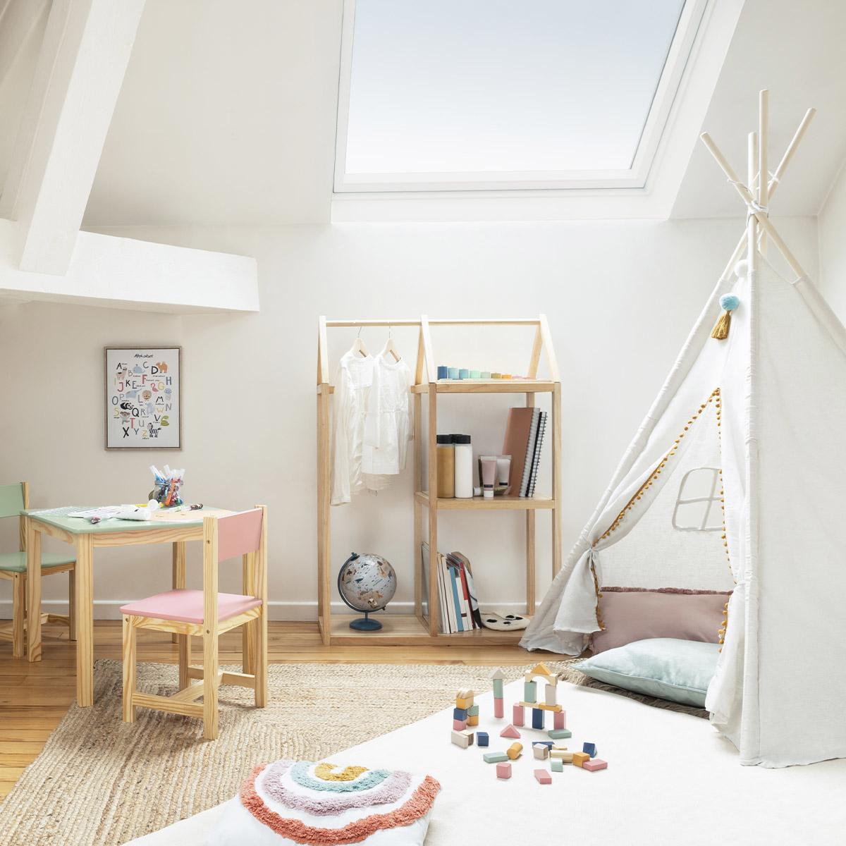 Thumbnail - Atmosphera, Kinderstuhl + Kindertisch, trägt Hevea Robin, beige (Kinderstuhl)