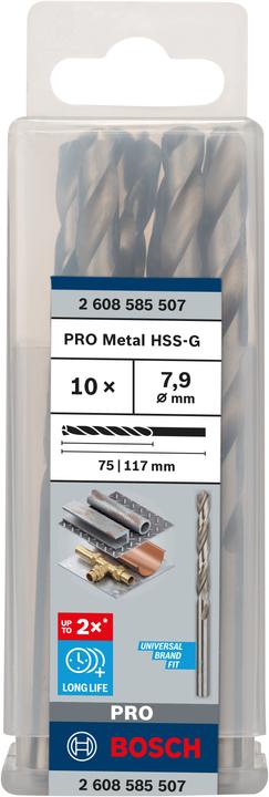 Actual product image Bosch Professional Zubehör PRO Metal HSS-G twist drill, 7.9 x 75 x 117 mm (7.9 mm)