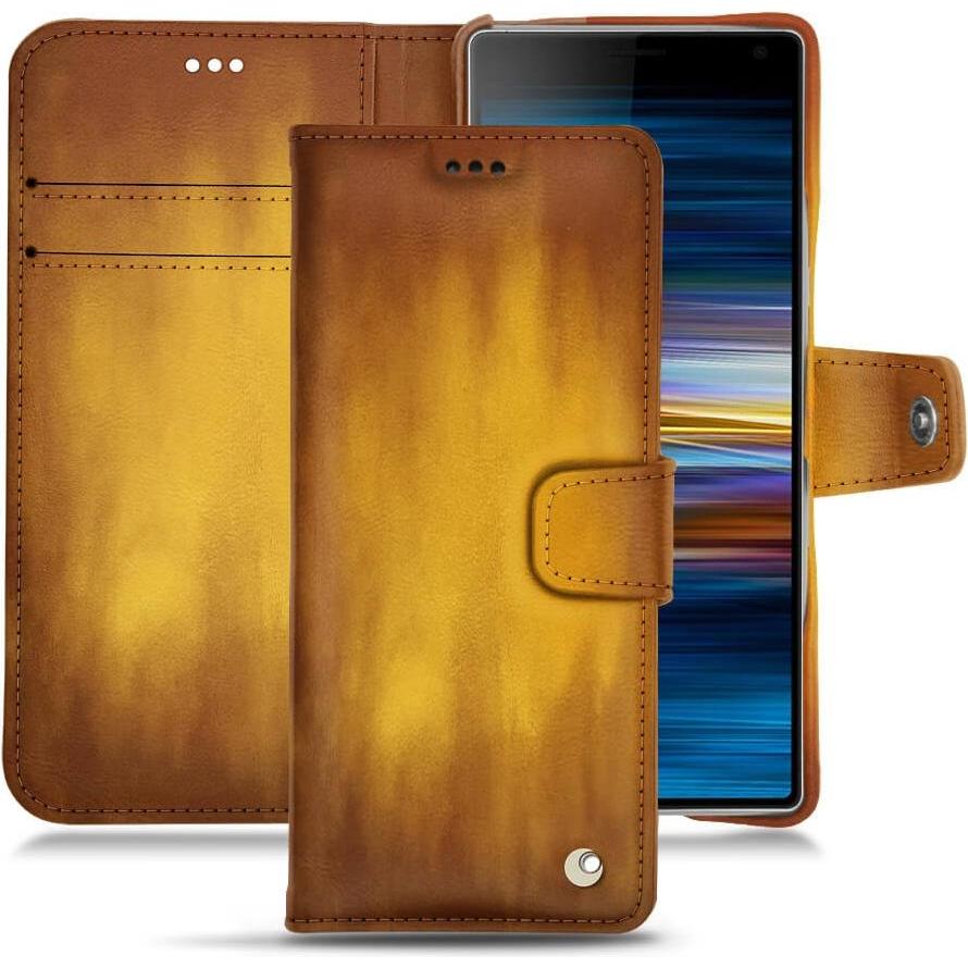 Noreve Lederschutzhülle Wallet (Sony Xperia 10 Plus), Smartphone Hülle, Gold