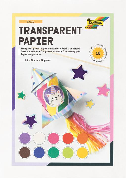Image du produit Folia Papier calque, couleurs assorties 42 g/qm 10 feuilles (42 g/m², 10x)