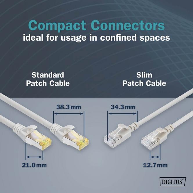 Produktbild Digitus CAT 6A F-FTP Slim Patchkabel, Kupfer, LSZH AWG 32/7, Länge 7 m, Grau (CAT6a, 7 m)