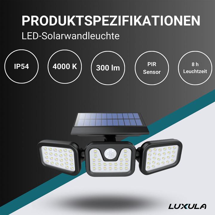 Produktbild Luxula Solar-LED Wandleuchte LXSO700126 (300 lm, IP54)