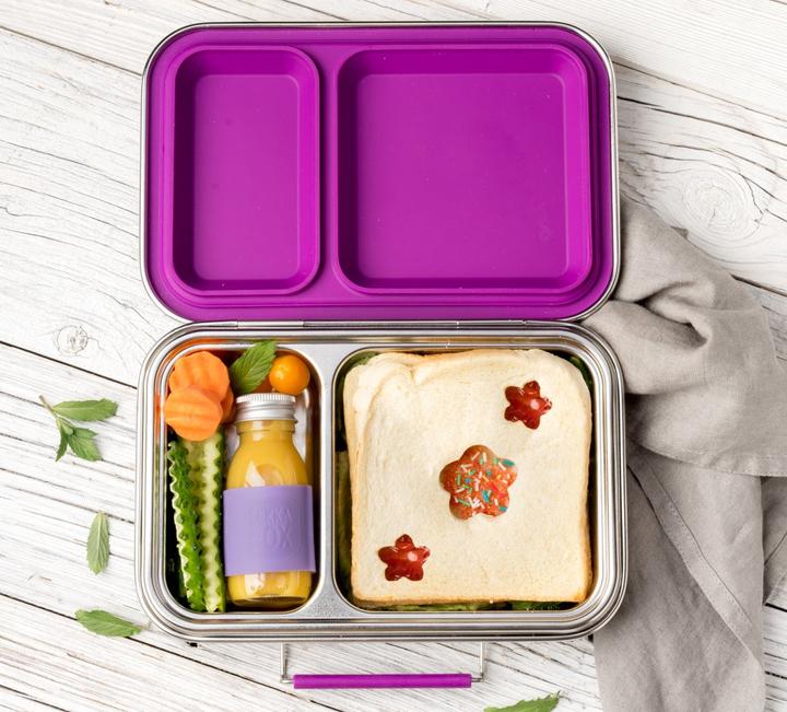 Actual product image Lekkabox Duo Stainless Steel Lunch Box with 2 Compartments, Berry