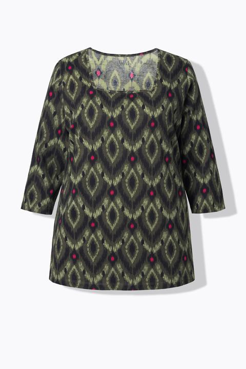 Actual product image Ulla Popken Ikat-Inspired Square Neck Tee (54)