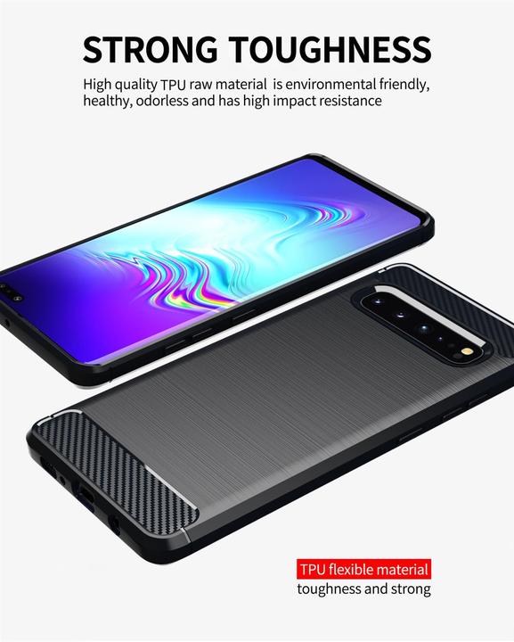 Produktbild Cadorabo TPU Ultra Slim carbon edelstahl Kombi Cover (Samsung Galaxy S10 5G)