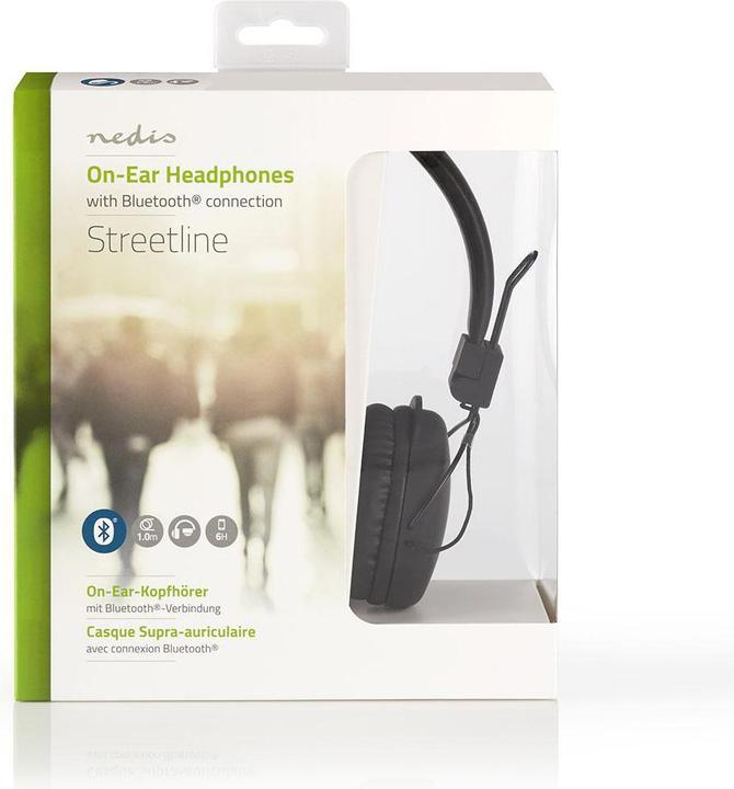 Produktbild Nedis Bluetooth On-Ear Faltbar Integriertes Mikrofon Schwarz, HPBT1100BK, one-Size (Keine Geräuschunterdrückung, 15 h, Kabellos)