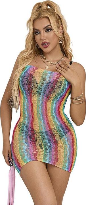 Actual product image Subblime 952457 Rainbow Off Shoulder Sleeveless Net Bodystocking One Size (One size)