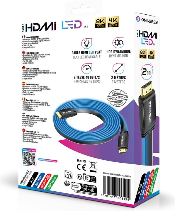 Actual product image Oniverse - Hdmi Led Cable 8K - Blue (2 m)