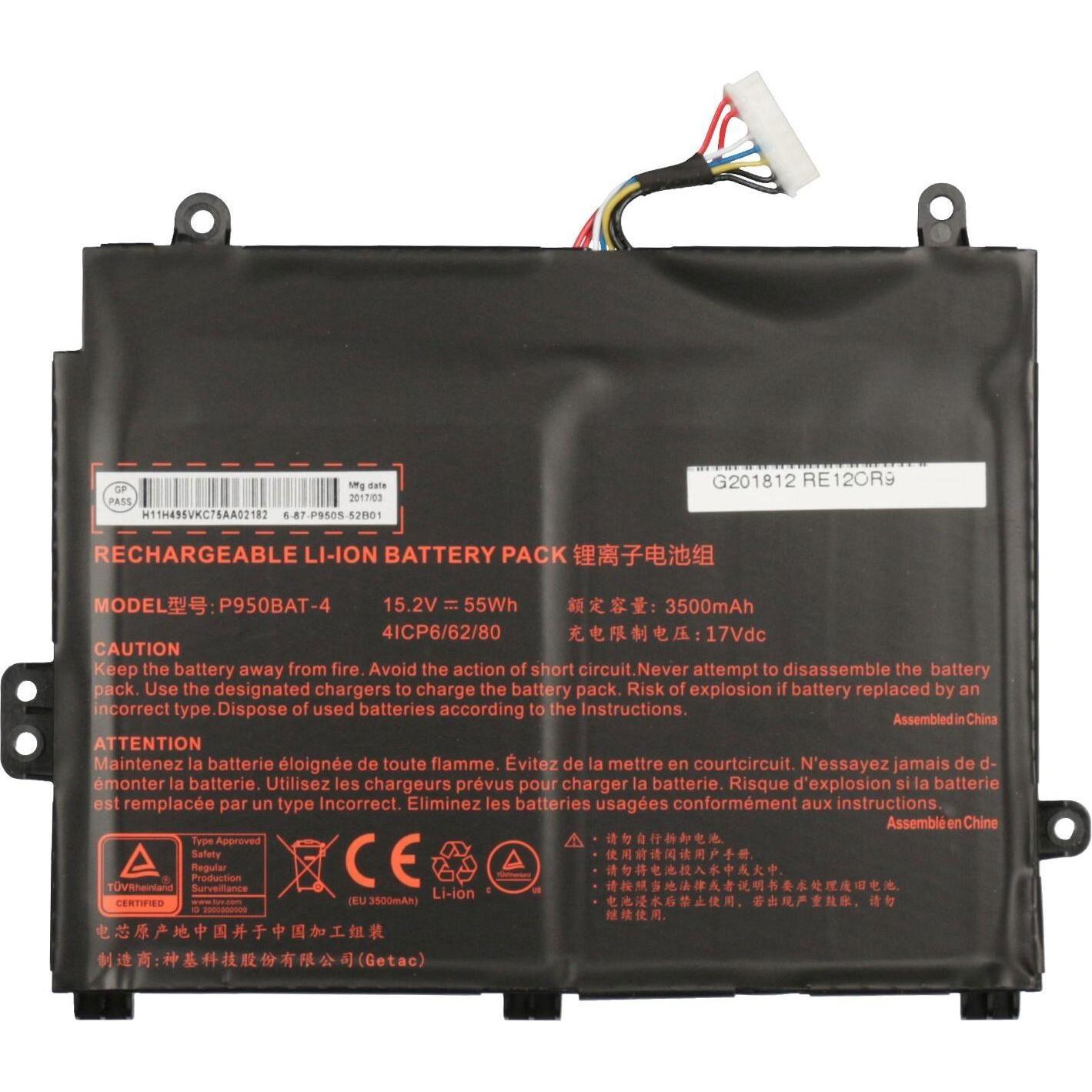 Clevo P950BAT-4 (4 Zellen, 3500 mAh), Notebook Akku