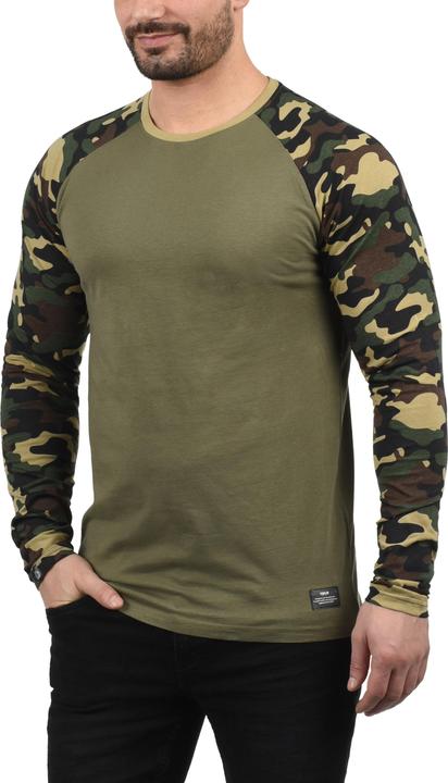 Actual product image Solid Cajus Men's Camouflage Long Sleeve T-Shirt Top With Crew Neck Made Of 100% Cotton With Pattern (L)