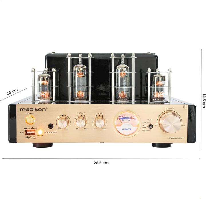 Actual product image Madison buizenversterker 2 x 25W RMS Bluetooth USB Line (Tube amplifier)