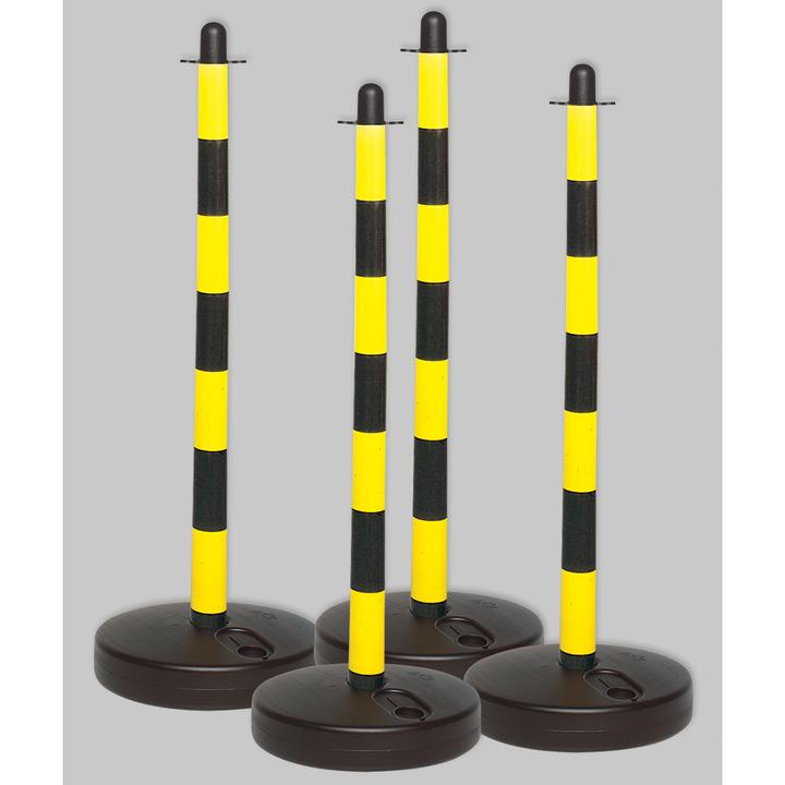 Actual product image Brady Locking post & fillable base (3.7 l), polyethylene, black & yellow striped (4 pieces/pack)