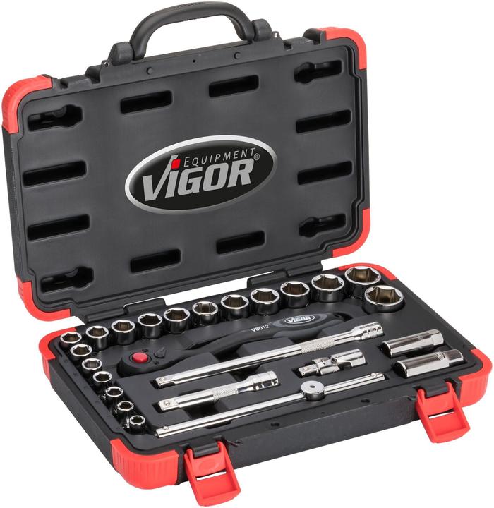 Vigor 1/2 inch socket set V2460N 25 pcs. (25 mm, 16 mm, 20 mm, 23 mm, 11 mm, 10 mm, 13 mm, 15 mm, 21 mm, 22 mm, 14 mm, 18 mm, 19 mm, 24 mm, 31 mm, 12 mm, 30 mm, 26 mm, 27 mm, 32 mm, 17 mm, 28 mm, 29 mm)