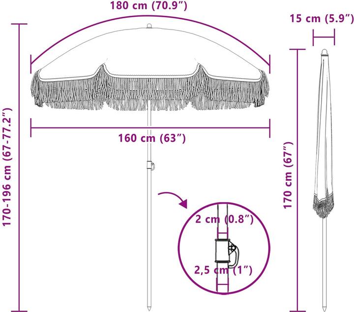 Immagine prodotto vidaXL Strandparasol (1.60 m)