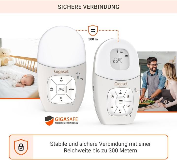 Produktbild Gigaset Baby 100 Audio Babyphone warm grey (Babyphone Audio, 300 m)