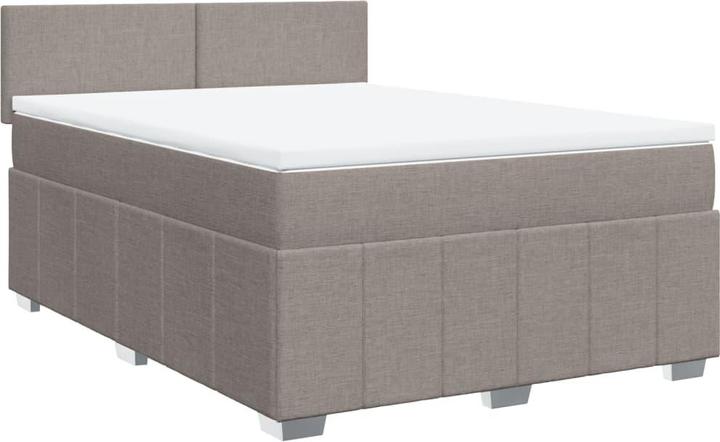 Produktbild vidaXL Boxspringbett Polsterbett Bett Doppelbett Matratze Taupe 140x200cm Stoff (140 x 200 cm)