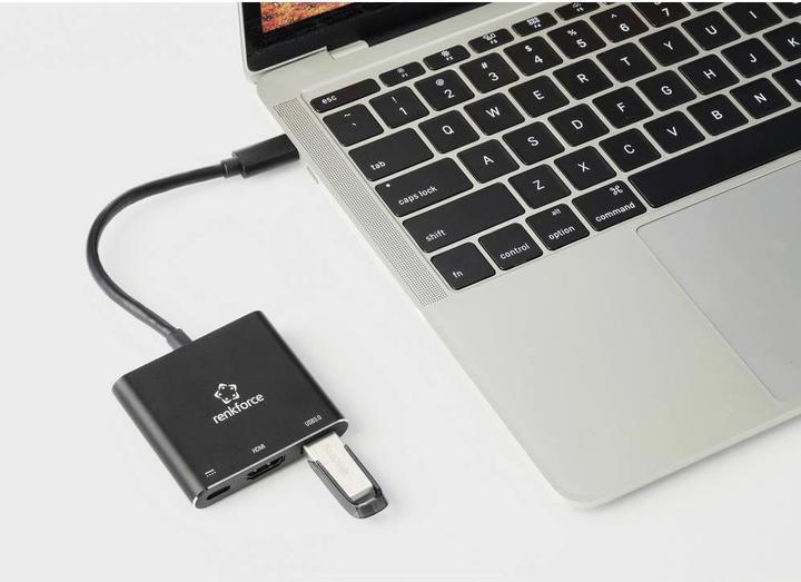 Produktbild Renkforce RF-5133676 USB-C® / HDMI Adapter (1x USB-C® Stecker - 1x HDMI-Buchse (USB Typ-C, HDMI, USB-A, 20 cm)
