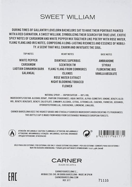 Actual product image Carner Barcelona Sweet William (Eau de parfum, 100 ml)